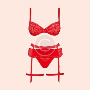 Scarlet lace garter set